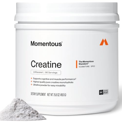 Momentous Creatine Monohydrate Powder, 5g per Serving, Unflavored