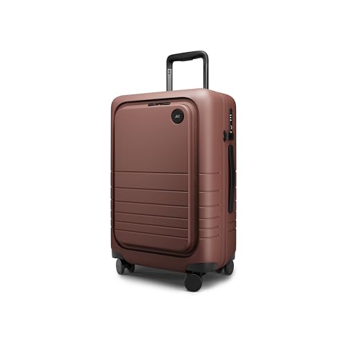 Monos Carry-On Pro Luggage, 22" Hardside Polycarbonate Spinner Suitcase with 16" Laptop Pocket, Airline Approved, TSA Lock, 22x14x9, Rolling Travel Bag | Terracotta, Red