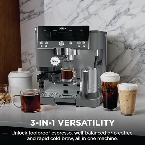 Close-up of grinder and frothing system on Ninja Luxe Café Premier
