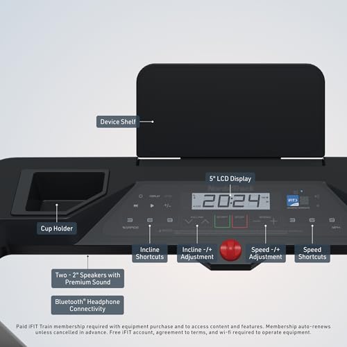 Close-up image of the NordicTrack T Series 5 Starter Treadmill control panel
