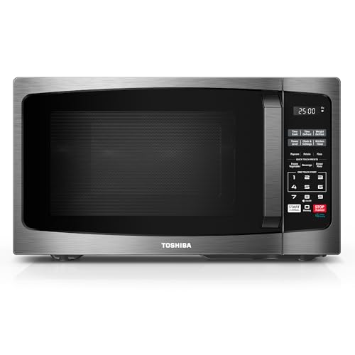 TOSHIBA ML-EM09PA(BS) small microwave exterior in black stainless steel