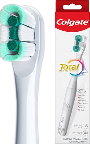 Colgate Total Adult Battery Powered Electric Toothbrush, White, Soft