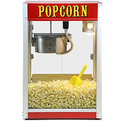 Close-up of Paragon Theater Pop 8 Ounce Popcorn Machine with stainless steel housing