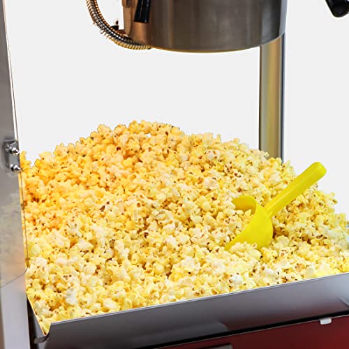 The red Paragon popcorn machine seen from a top-angle view