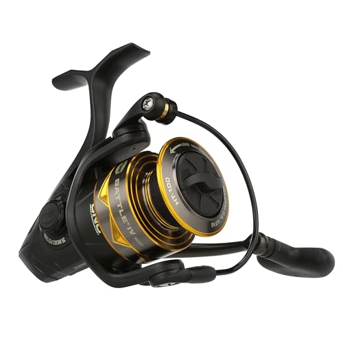 Penn Battle IV Size 3000 Spinning Fishing Reel, Full Metal Body and Sideplate, CNC Gear Technology, Hydro Armor Seals Critical Area from Water Intrusion, HT-100 Drag System