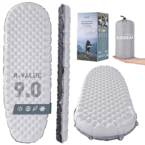 Elegear 4” Thick Sleeping Pad for Camping with 9 R-Value Insulated, Single