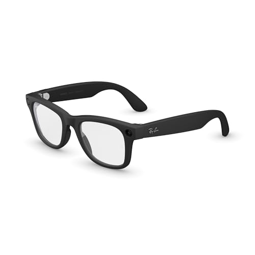 Meta Ray-Ban (Gen 2) Wayfarer Smart AI Glasses, Matte Black, Clear Lenses
