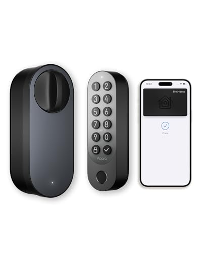 Aqara Smart Retrofit Lock U200 Upgraded Version (Keypad Included), Fingerprint Keyless Entry Door Lock with Apple Home Key and Rechargeable Battery, Supports Apple Home, Alexa and SmartThings, Black