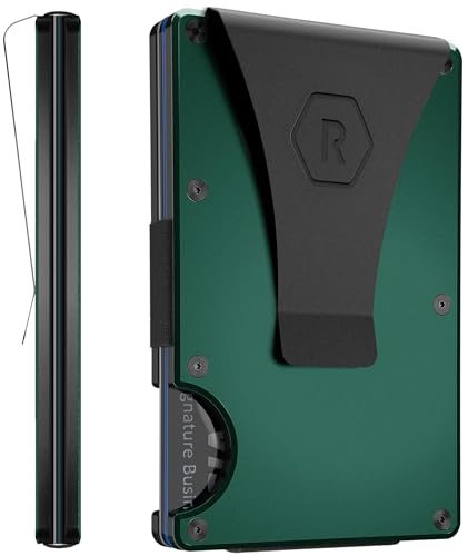 The Ridge Wallet for Men - Slim Minimalist Compact Wallet and Card Holder, RFID Protected Front Pocket Wallets for Men with Integrated Money Clip (Forest Green)