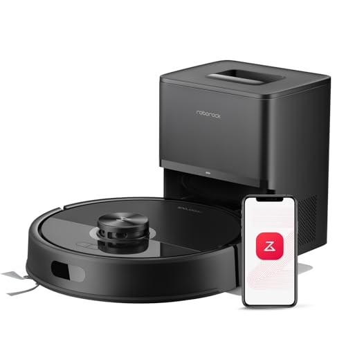 roborock Q7 M5+ robot vacuum in black on a hardwood floor
