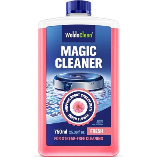 WoldoClean Robot Mop Cleaning Solution 25.36 fl.oz - Hard Floor Cleaner Liquid Concentrate, Anti-Clog, Fresh Scent, Compatible with Roborock, Dreame, Roomba, Tineco, iRobot Braava Jet, Shark