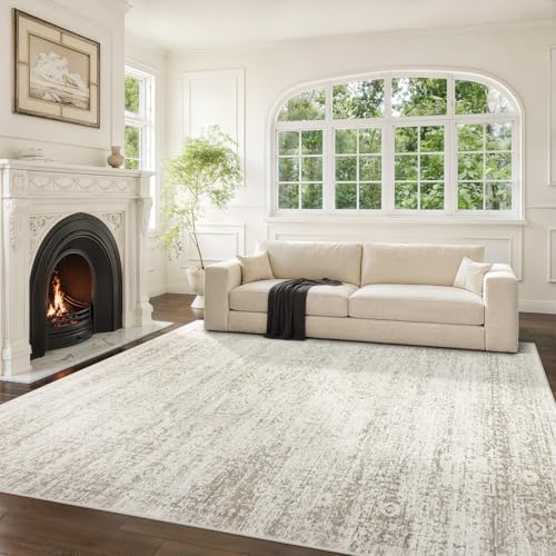 Srugn Washable Rugs 8x10 Area Rugs voor woonkamer,Ultra Soft Faux Wool Retro Rugs voor slaapkamer,eetkamer,Non Slip&Non-Shedding Low Pile Vintage Print Rug Indoor Large Carpets voor home office decor