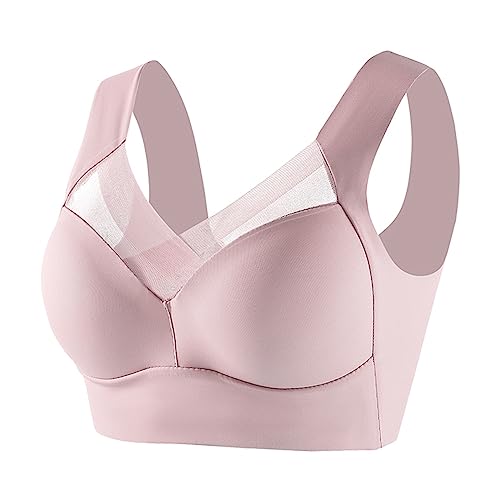 APRDFEU Women Bras Wireless Seamless Full Coverage Push Up Bralette Soft Wide Strap High Support Bra Plus Size Pink