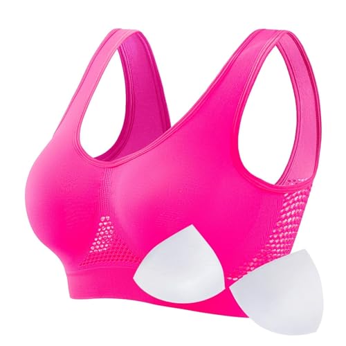 Breathable Sport Bras for Women Wireless Full Coverage Anti Sagging Balconette Seniors Seamless Push up Air Bra Teen Girls Plus Size Support Cotton Lightweight Bralettes Zenchic Everyday Jelly Pink L5