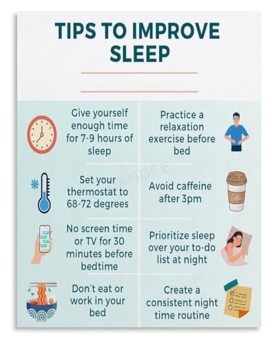 Improve Sleep Quality Poster Sleep Hygiene Checklist Health Wellness Home Decor(Unframed,08x12inch(20x30cm))