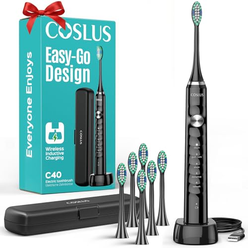 COSLUS C40 Sonic Electric Toothbrush for Adults, 47000VPM for Deep Cleaning