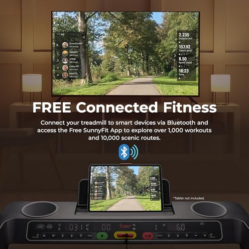 Sunny Health & Fitness app interface on smartphone