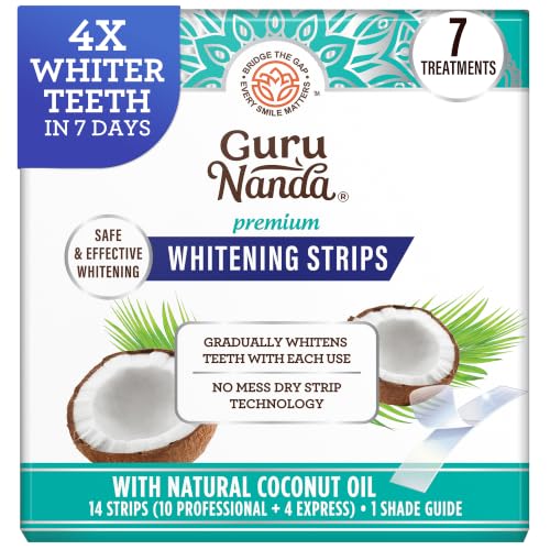 GuruNanda Teeth Whitening Strips - 4X Whiter Teeth, 7-Day Whitening Kit
