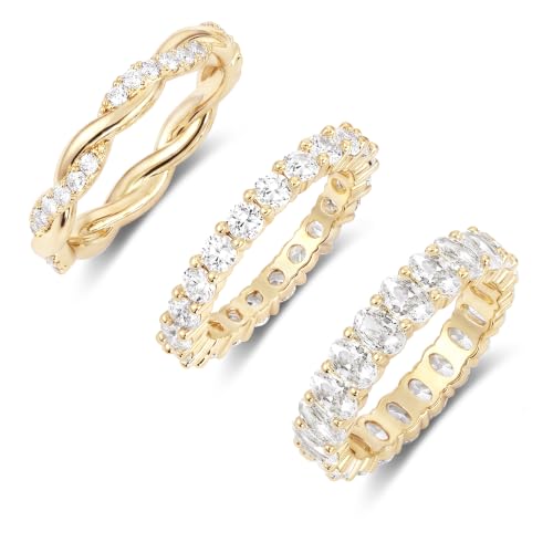 TOBENY Gold Engagement Rings for Women Non Tarnish Stackable Wedding Bands