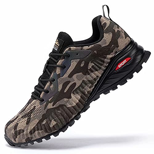 Kricely Men's Trail Running Shoes Fashion Hiking Sneakers for Men Camo Tennis Cross Training Shoe Mens Casual Outdoor Walking Footwear Size 15