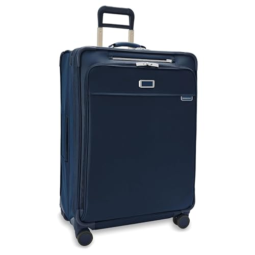 Briggs & Riley Essential 22 Carry On Expandable Spinner - Luggage for Travel, Suitcases with Wheels, Softside Rolling Bag for Men & Women, Self-Repairing Zipper - Baseline Collection, Navy