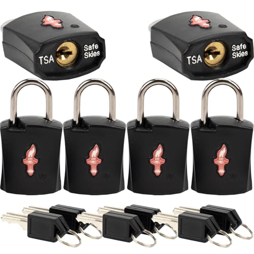 iGurutr TSA Approved Locks (6-Pack) - Luggage Lock TSA Approved for Suitcases, Gym Lockers & School Backpacks | Ultra-Slim 1.5” ABS Travel Lock | Anti-Theft Secure