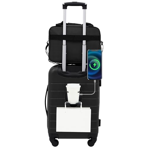 Wrangler Smart Spinner Hardside Luggage, 2 Piece Set, Black