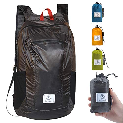 4Monster Hiking Daypack, wasserabweisender, leichter, packbarer Rucksack für Reisen, Camping und Outdoor (Grey, 24L)