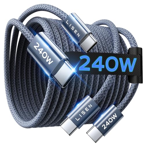 LISEN USB C to USB C Cable, 240W C to C Cable Fast Charging [6.6FT, 2 Pack]