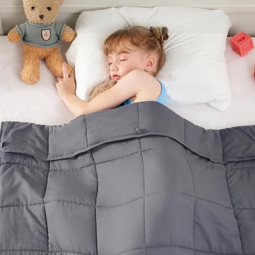 yescool Weighted Blanket 5 Pounds Cooling Weighted Lap Blanket, Grey zware dekens om onder te slapen, weighted throw blanket cadeau voor 40-60lbs, 40"x60"