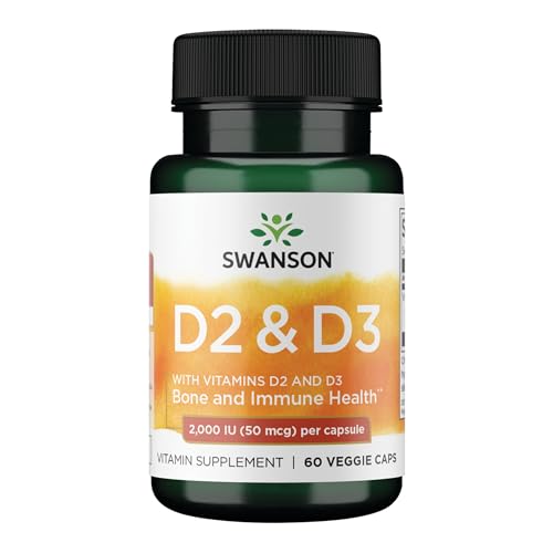 Swanson D2 and D3 2,000 IU Bone Health, 60 Veggie Capsules