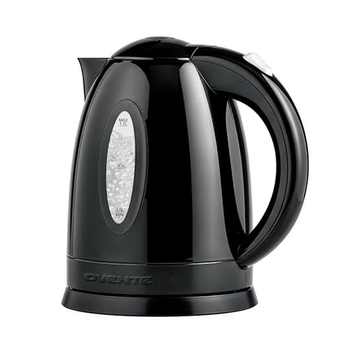OVENTE Electric Kettle, 1.7L Fast Boiling Water Heater for Coffee or Tea, BPA Free with Water Level Gauge, Auto-Shut-Off, Boil-Dry Protection, Indicator Light and Removable Filter, Black KP72B