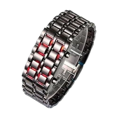 Digital Wrist Watch - 40mm Dull LED Screen, Reliable Sleek Metal Strap, Shockproof Water Protection Design | Stylish Men’s Watch for Home Work Travel Party Holiday Outdoor Social Occasions