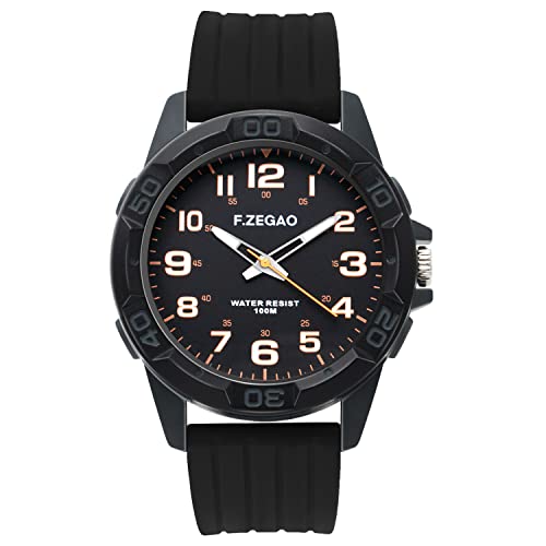 F.ZEGAO Waterproof Watch for Swimming, Watch Case 45mm Diameter/10ATM/Black