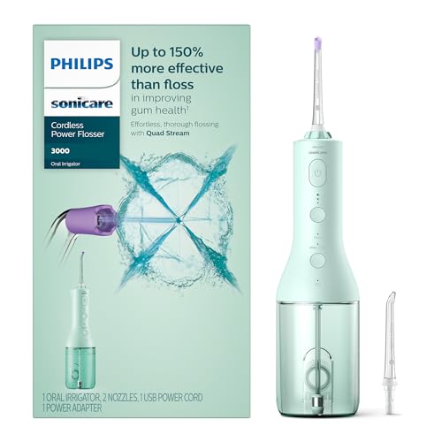 Philips Sonicare Cordless Power Flosser 3000, Water Flosser, 2 Nozzles