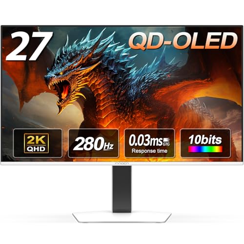 INNOCN 27" QD-OLED 2K QHD 2560 x 1440P 280Hz 240Hz PC Computer Gaming Console Monitor, 0.03ms, HDR400, HDMI, DisplayPort, Built-in Speaker, Height Pivot Adjustable Stand - 2780s