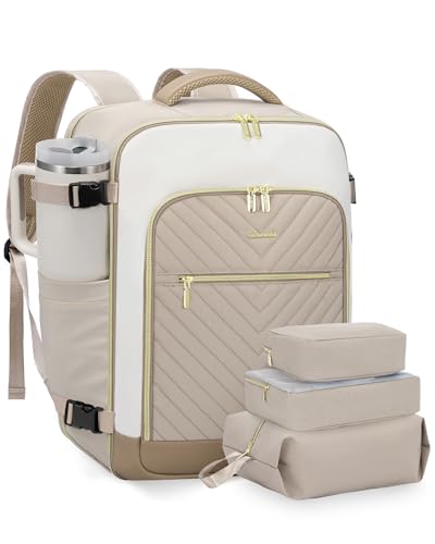 LOVEVOOK Large Travel Backpack for Women, TSA Carry on Backpack for Airplanes, 40L Personal Item Travel Bag for Women fits 17" Laptop, Waterproof Carry on Bag Airplane Approved with 3 Packing Cubes
