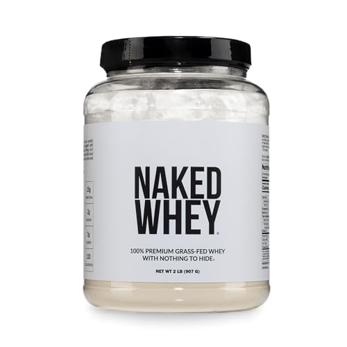 NAKED Whey 2LB 100% Grass Fed Whey Protein Powder - Only 1 Ingredient, Unflavored Whey Protein, NSF Certified, Undenatured, Gluten Free, Soy Free, No GMOs, No Preservatives