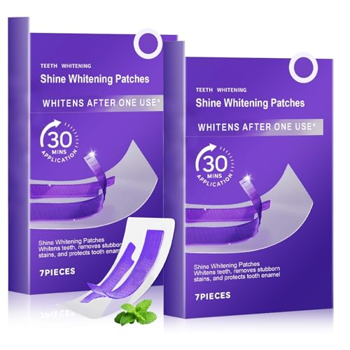 2pcs Purple Teeth Whitening Strips, Enamel Friendly for Sensitive Tooth, Reduce Surface Coffee & Tea Deep Stain, Residue-Free Non-Slip, Professional Treatments for Home & Travel (14Pairs)