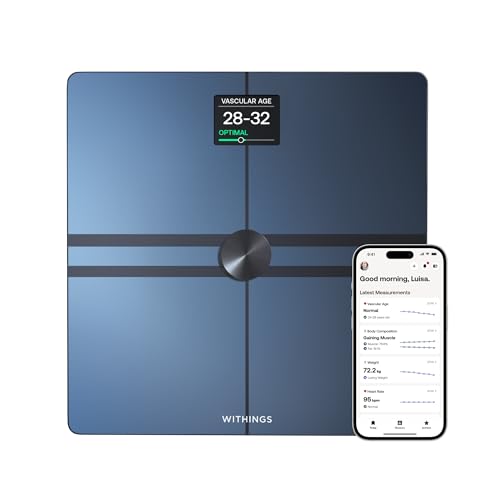 WITHINGS Body Comp - Scale for Body Weight and Complete Body Analysis, Wi-Fi & Bluetooth, Baby Digital Scale, Accurate Visceral Fat, Heart Health, Scales Compatible with Apple