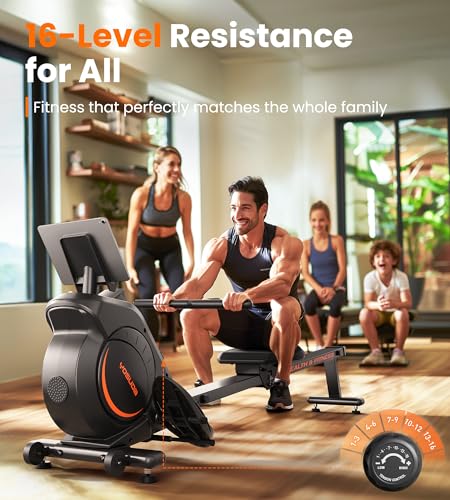 YOSUDA rowing machine with mounted display and aero-silence design