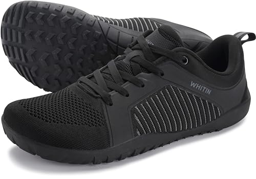 WHITIN Men's Wide Toe Box Trail Running Shoes Barefoot Minimalist Zero Drop Size 12 Cross Training Walking Fitness Lightweight Hiking All Black 45
